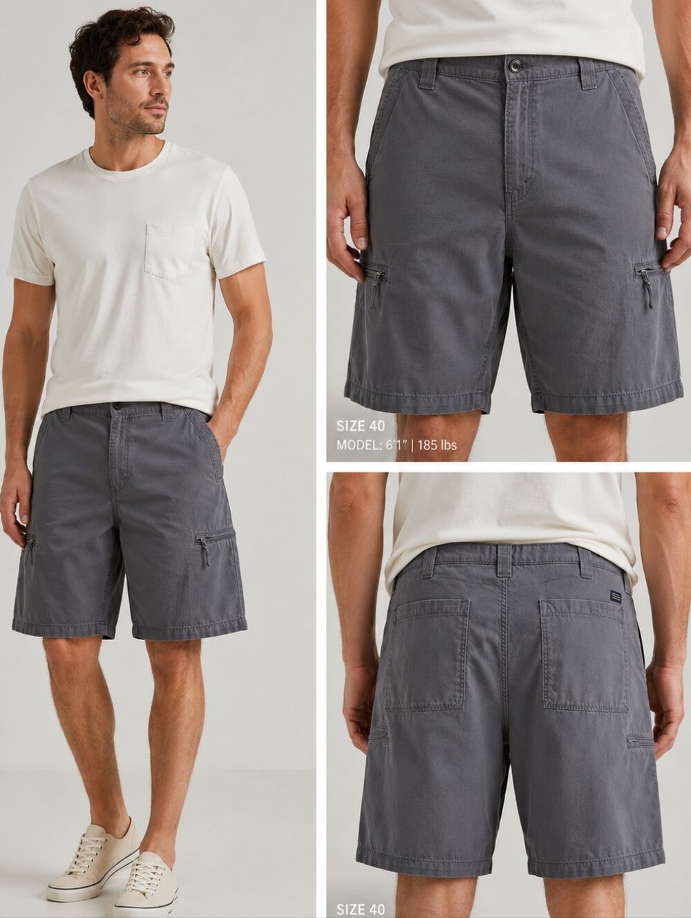 Levi Strauss Signature Gold Utility Shorts Men's Size 40 Gray Cargo Zip Pocket